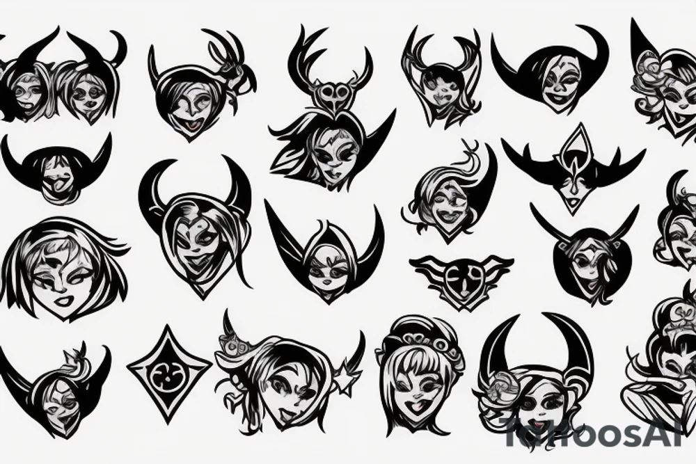 Lady justitie but with devil horns tattoo idea