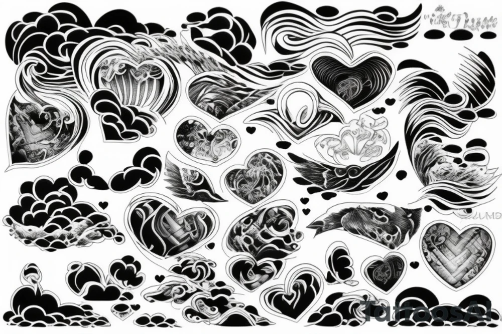 A realistic heart made by waves tattoo idea
