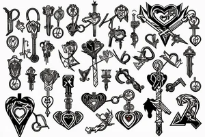 Kingdom Hearts Keyblade and Heart lock tattoo idea