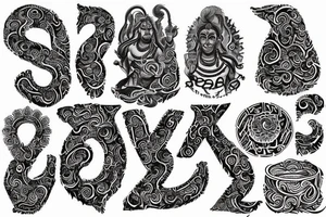 तत्वमसि lettering with shiva print tattoo idea