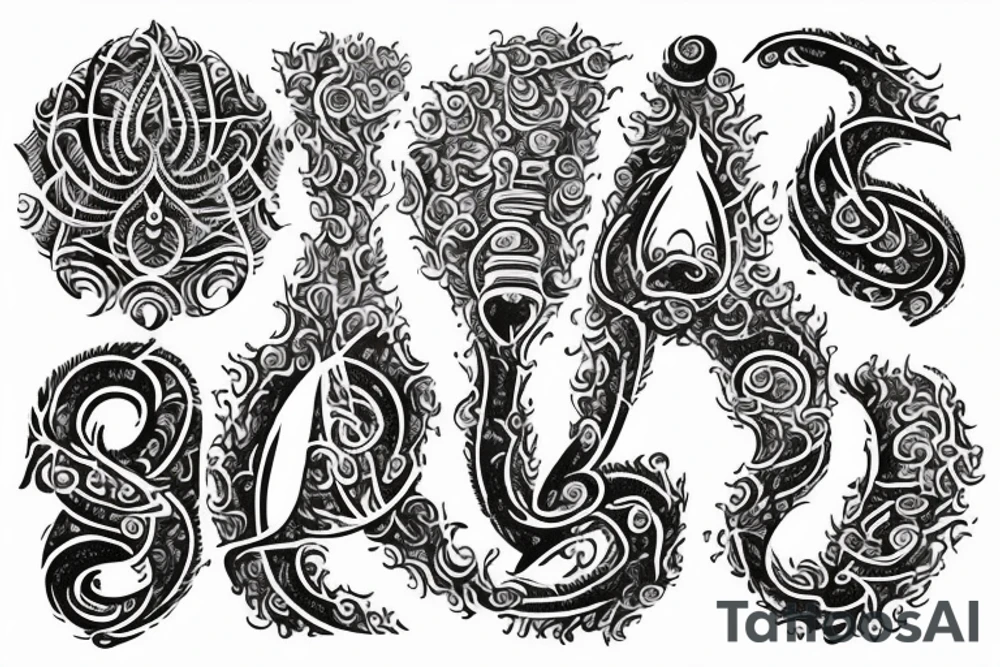 तत्वमसि lettering with shiva print tattoo idea