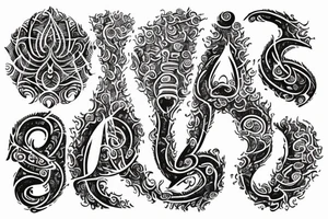 तत्वमसि lettering with shiva print tattoo idea