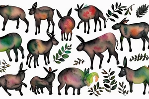 hardly laughing donkey in front of a forest tattoo idea