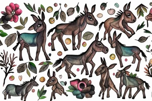 hardly laughing donkey in front of a forest tattoo idea