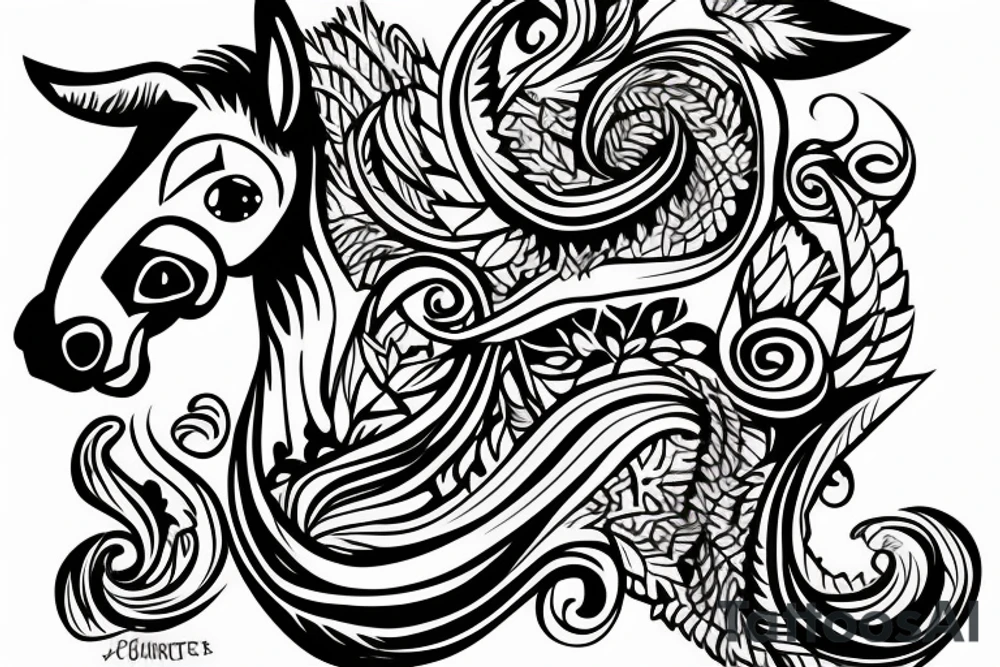 donkey under a spruce tattoo idea