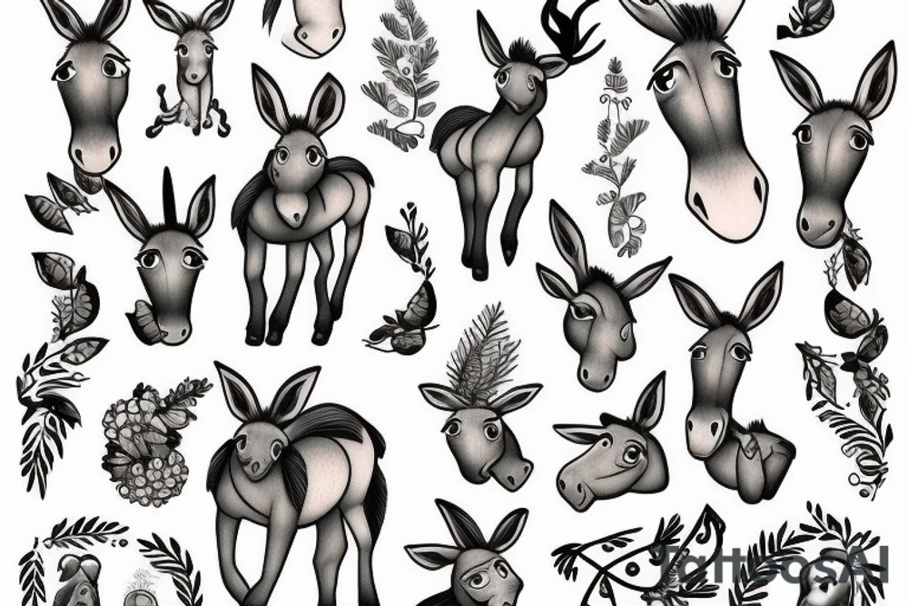 donkey under a spruce tattoo idea
