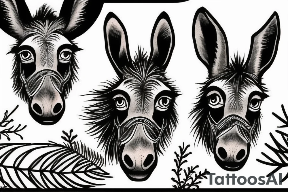 donkey under a spruce tattoo idea