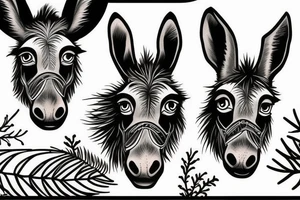 donkey under a spruce tattoo idea