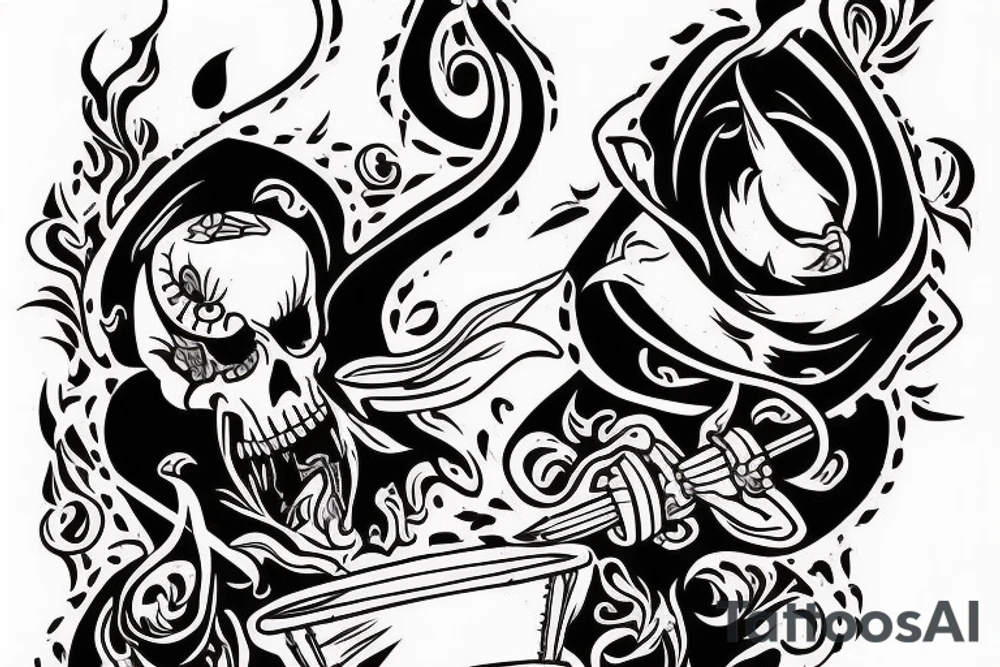 A reaper playing drum tattoo idea