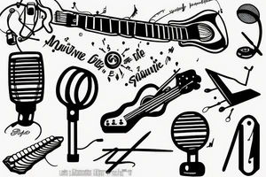 Note, soundwave, guitar, microphone tattoo idea
