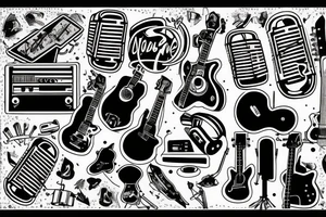 Note, soundwave, guitar, microphone tattoo idea