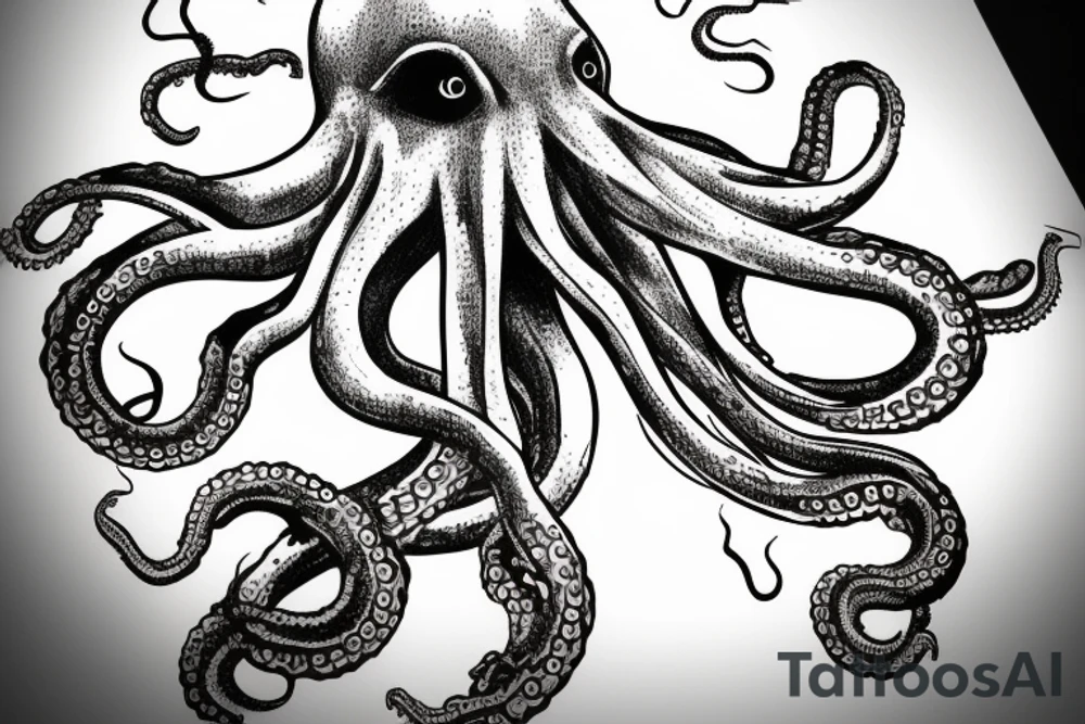 a giant octopus taking down a pirate ship tattoo idea