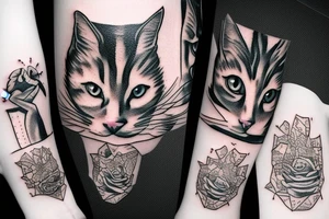 Cat with bones tattoo idea