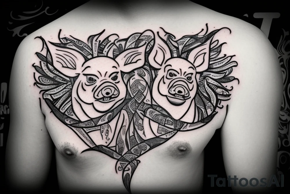 Logo of Pig mafia tattoo idea