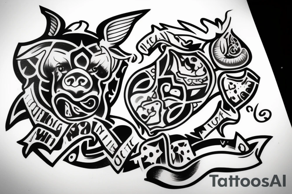 Logo of Pig mafia tattoo idea