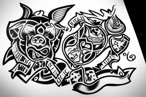 Logo of Pig mafia tattoo idea