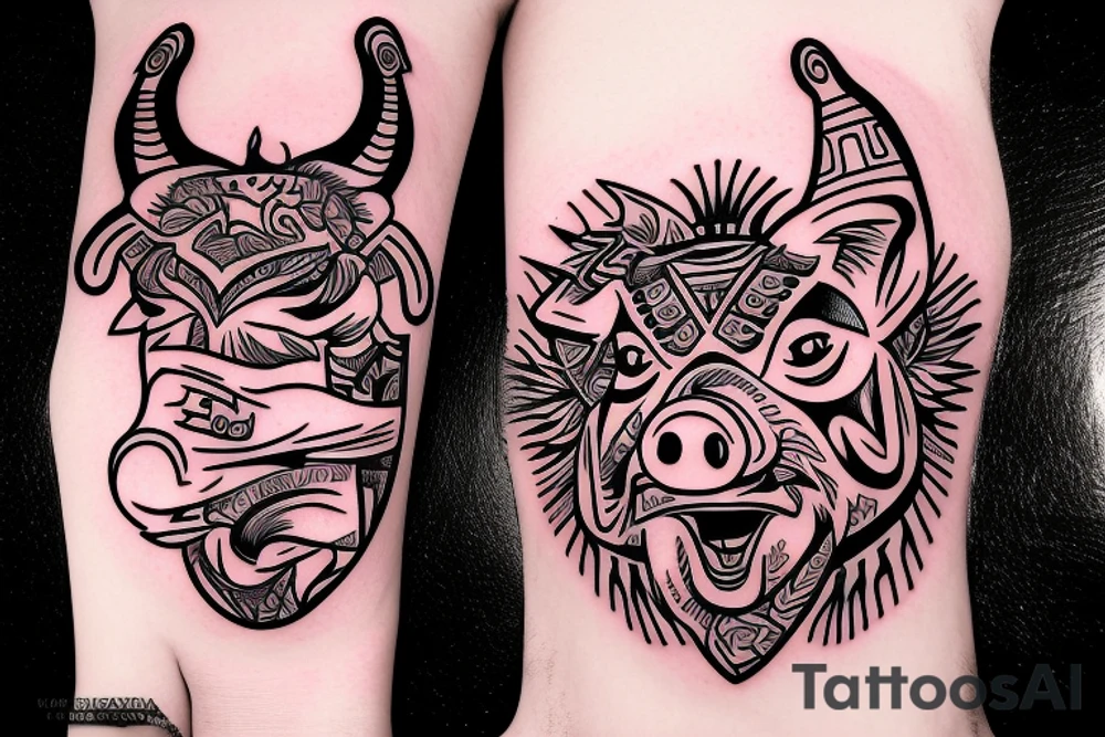 Logo of Pig mafia tattoo idea