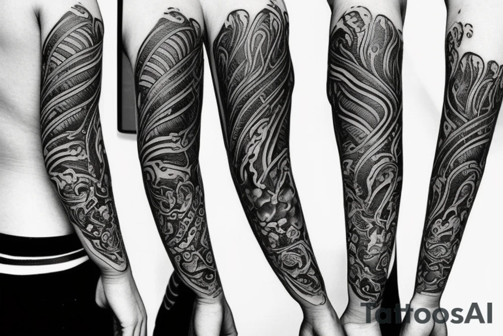 full arm tatto blacfire tattoo idea