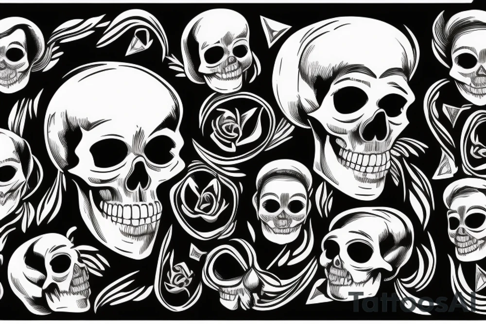 skull with black hood and sythe behind with it looking at its wrist watch tattoo idea