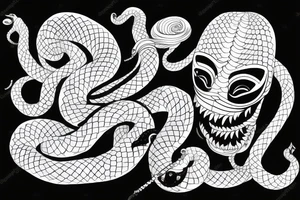 hanya mask snake coming out of mask tattoo idea