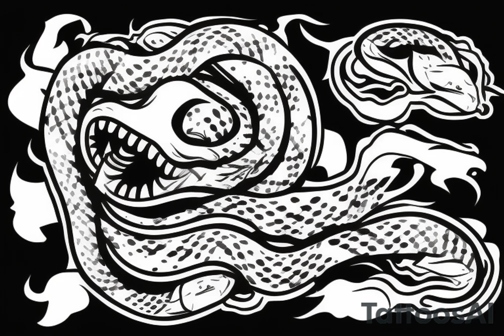 hanya mask snake coming out of mask tattoo idea