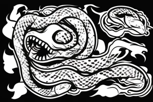 hanya mask snake coming out of mask tattoo idea