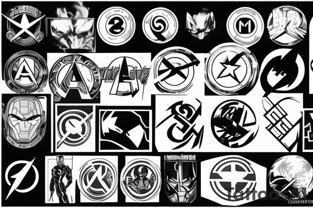 Avengers Logo with Numbers 64 tattoo idea