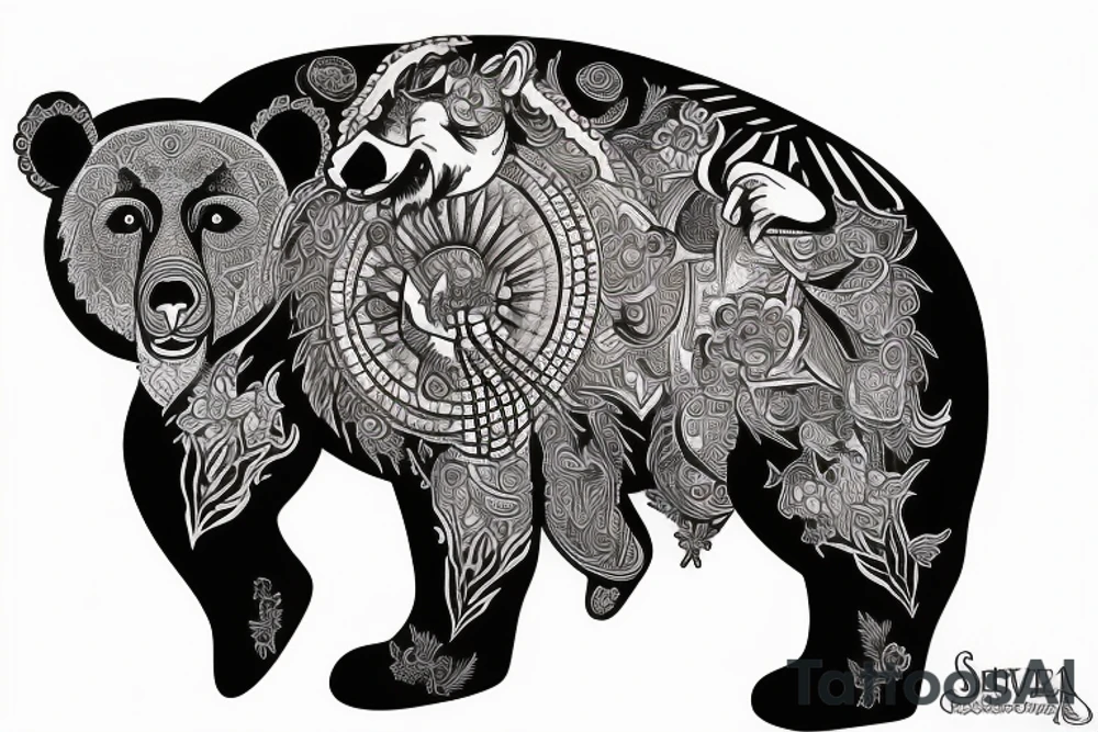 Shiva riding a bear tattoo idea