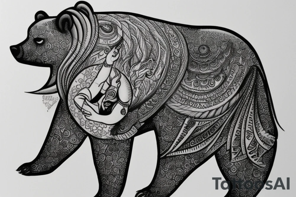 Shiva riding a bear tattoo idea
