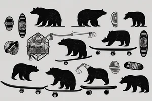 Bear riding a Skateboard tattoo idea