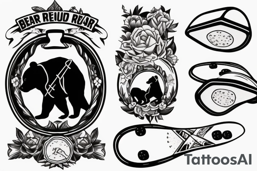Bear riding a Skateboard tattoo idea