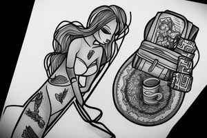 Woman with a backpack full of bricks tattoo idea