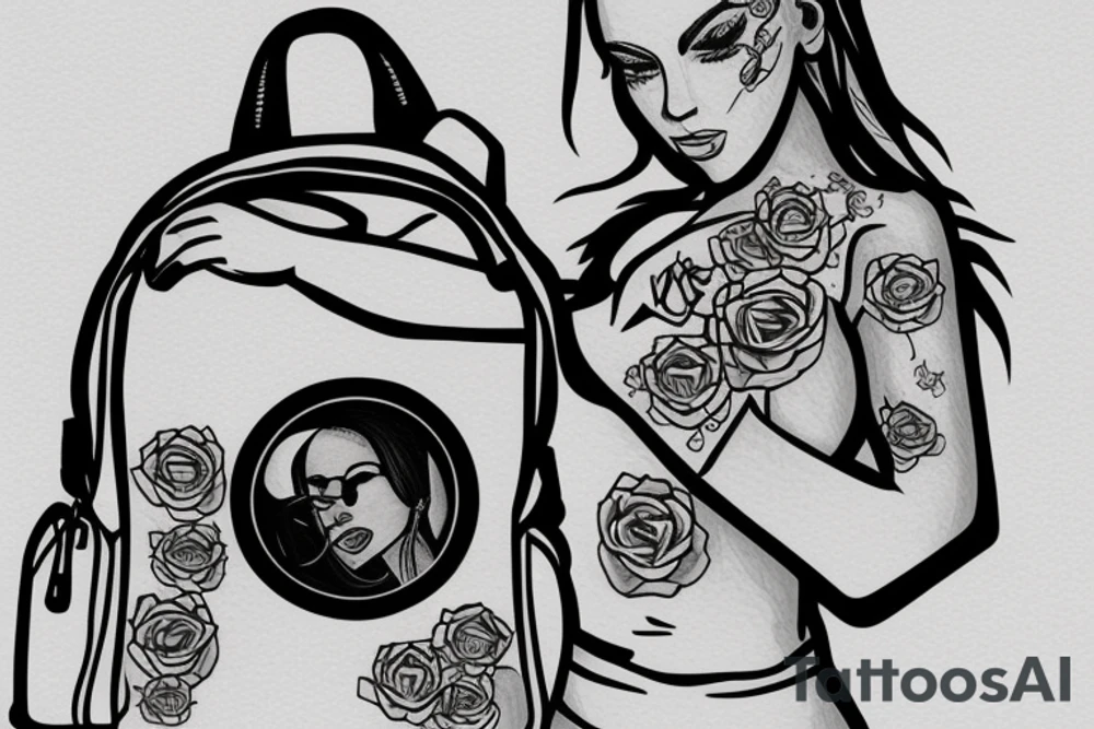 Woman with a backpack full of bricks tattoo idea