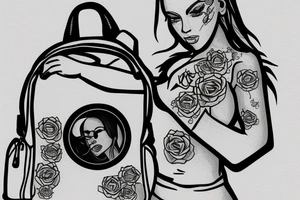 Woman with a backpack full of bricks tattoo idea