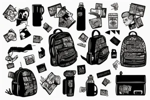 Woman wearing a backpack full of bricks tattoo idea