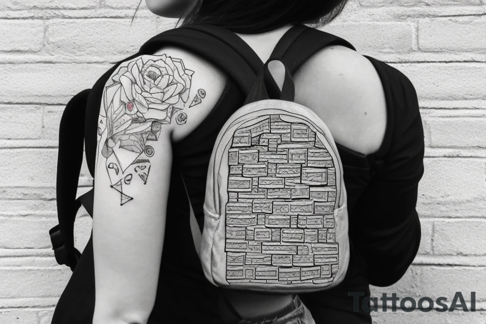 Woman wearing a backpack filled with bricks tattoo idea