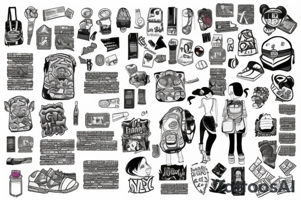 Woman wearing a backpack filled with bricks tattoo idea