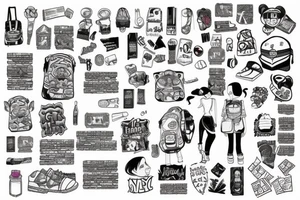 Woman wearing a backpack filled with bricks tattoo idea