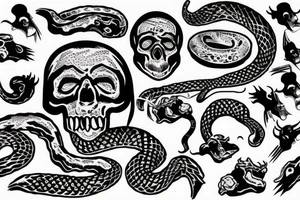 Snake going out of skull tattoo idea