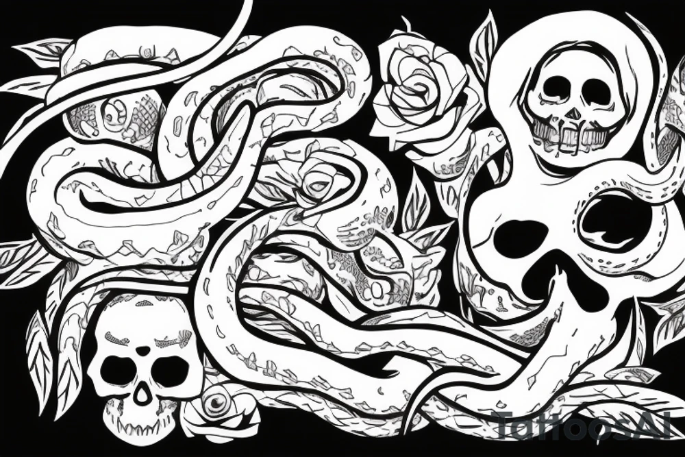 Snake going out of skull tattoo idea
