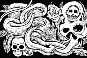 Snake going out of skull tattoo idea