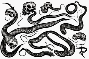 Snake going out from skull tattoo idea