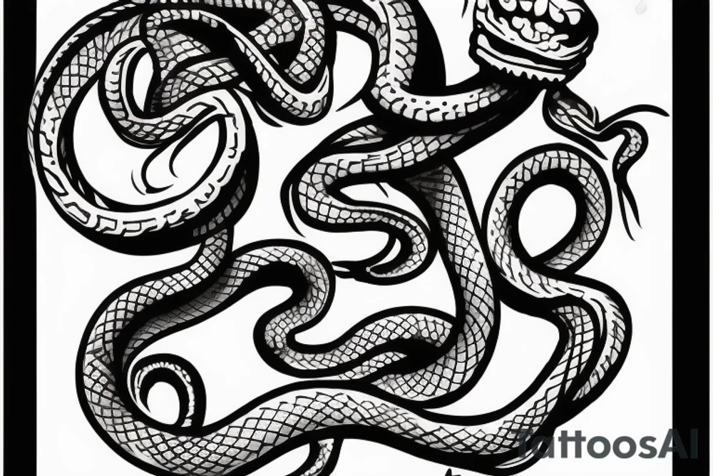Snake going out from skull tattoo idea