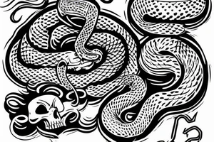 Snake going out from skull tattoo idea