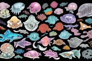 Deep sea creatures in space in colour tattoo idea