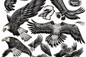 an eagle flying with wide wing span tattoo idea