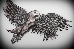 an eagle flying with wide wing span tattoo idea