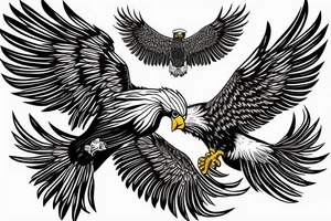 a colourful eagle flying with wide wing span tattoo idea