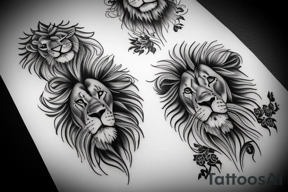 lion family tattoo idea
