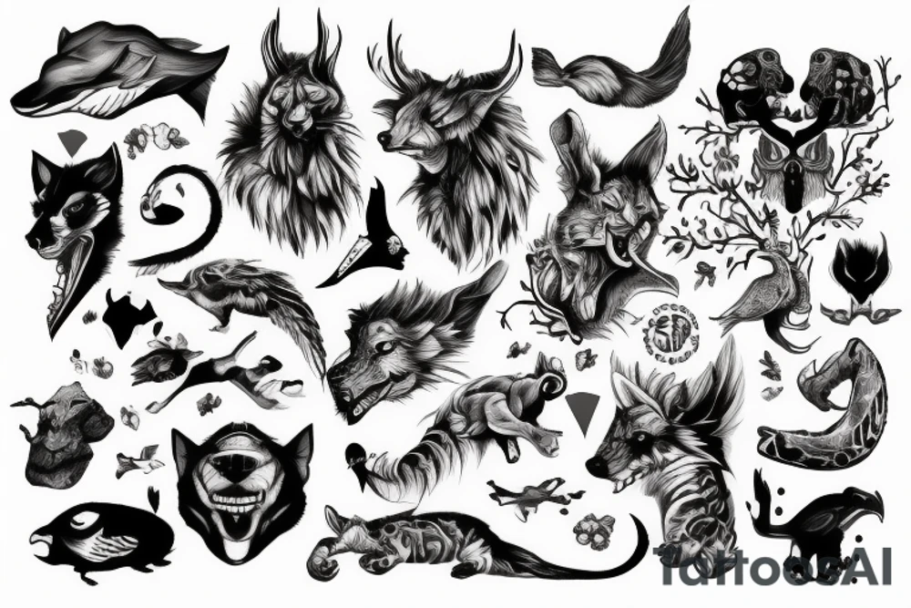 aggressive animal with story tattoo idea